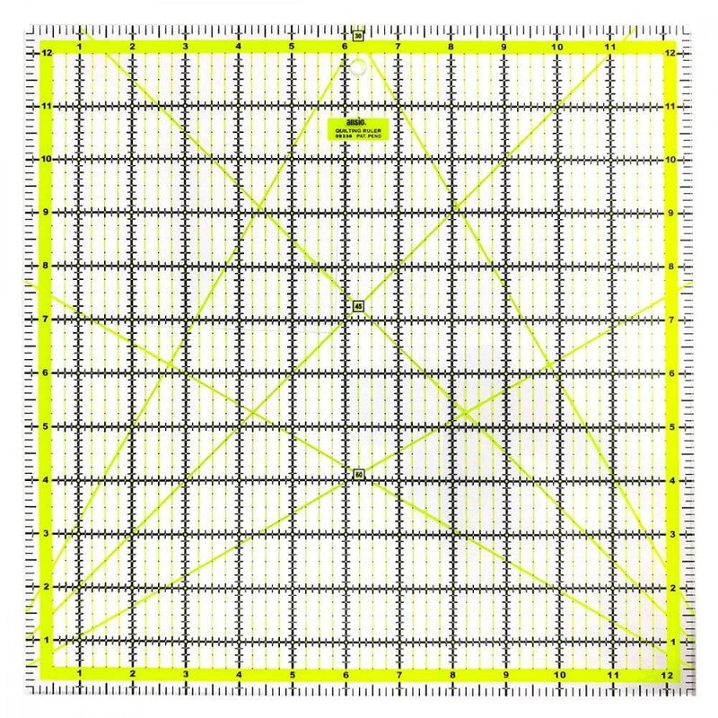ANSIO 12,5" Átlátszó Patchwork Vonalzó Fekete-Neon Ráccsal