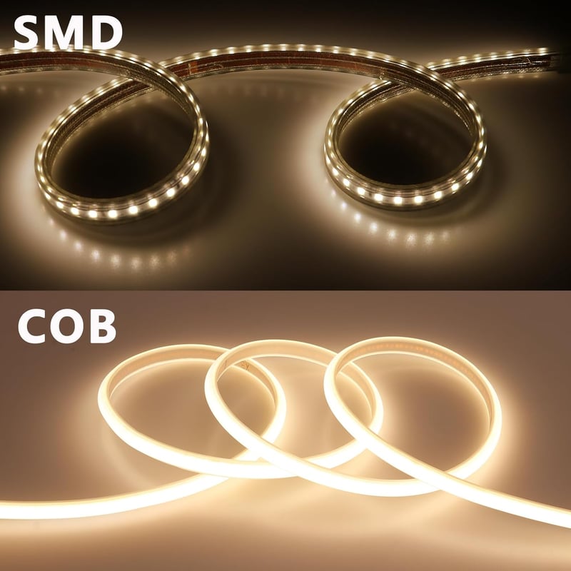 BENLUN 20m IP65 Vízálló COB LED Szalag 3000K Meleg Fehér - Kültéri Flexibilis Vágható 220V Világítás EU Csatlakozóval, Építkezéshez, Hálószo