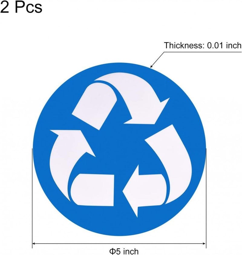 Újrahasznosítási matrica szemetesre - 2db, 12,7cm, kék-fehér, szelektív gyűjtéshez