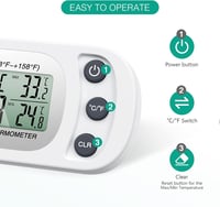 ORIA Digitális Hűtő-Fagyasztó Hőmérő LCD Kijelzővel, Vízálló, Max/Min Funkcióval 4