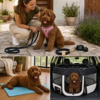 Pachet Aventură Canină: ham + zgardă + lesă + suport saci + saltea răcire + țarc pliabil 1