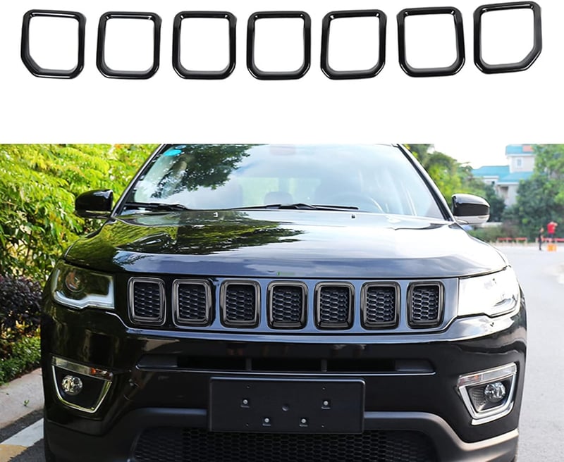 Jeep Compass hűtőrács keret - Fekete, 2021-2023 modellekhez
