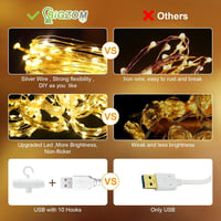 Bigzom LED Fényfüggöny 2x1m - 100 Meleg Fehér LED, USB Csatlakozás, IP65 Vízálló, 10 Akasztóval - Hálószobába, Partikra, Dekorációhoz 3