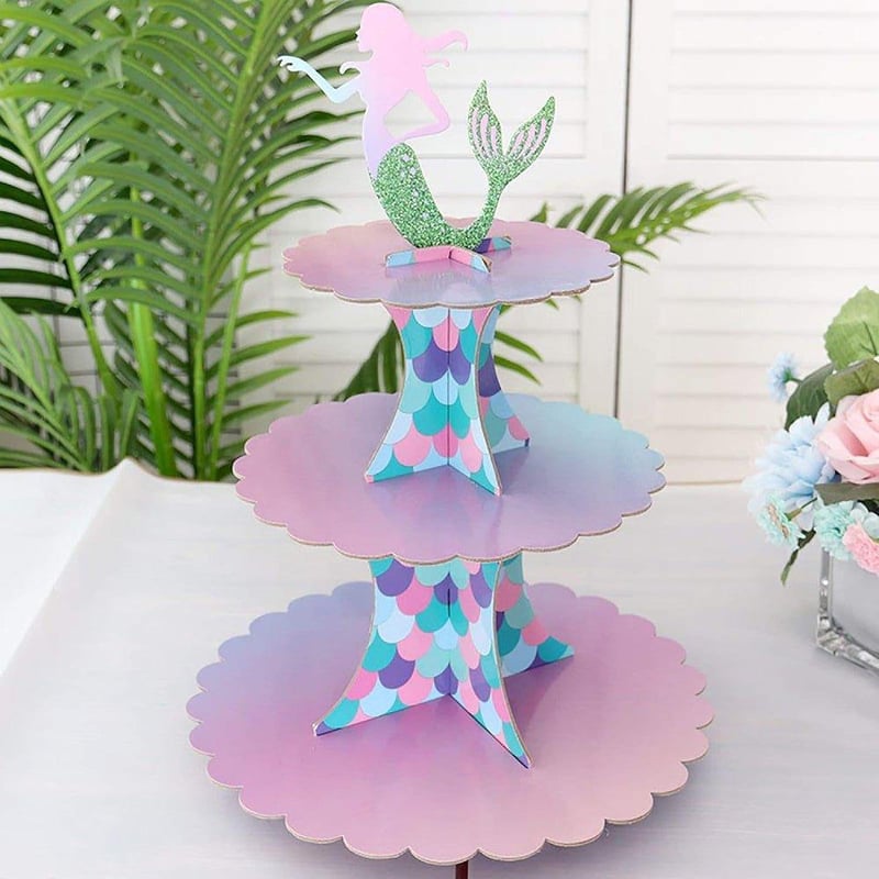 Tengeri Hableány Színű 3 Emeletes Karton Tortaállvány Esküvőre, Születésnapra