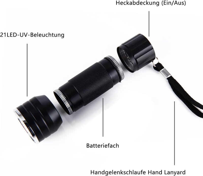 CAM2 Mini UV Fekete Fény Zseblámpa 2db, 21 LED-es Ultraibolya Lámpa 395nm, Kisállat Vizelet Detektor, Geocaching, Pénzvizsgáló (Elem Nélkül)