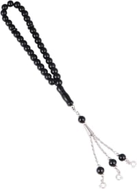 Fekete üveg muszlim imafüzér 33 gyönggyel - Iszlám tasbih karkötő 9