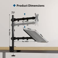 BONTEC Laptop és Monitor Tartó Kar Asztalhoz, C-Bilincs Rögzítés, Teljesen Állítható Dőlés és Forgatás, 13-27" Képernyőkhöz, Fekete - Black 7
