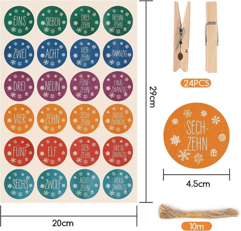 VGOODALL Adventi naptár szövettasak szett 24 db, német számozással