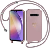 Samsung Galaxy S10 Rózsaszín Szívmintás Nyakba Akasztható Szilikon Tok 1