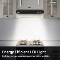 CIARRA 6903 Fekete Páraelszívó 60 cm - Konyhai Elszívó 3 Sebességgel, LED Világítással, Fém Zsírszűrővel, 220 m³/h Teljesítmény - 2-Black 2