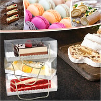 AFAIK Átlátszó Macaron Doboz 15 db - Süteménytartó Fogantyúval és Matricákkal - Vízálló Cukrászsütemény Tárolódoboz Macaronhoz, Muffinhoz, É 5