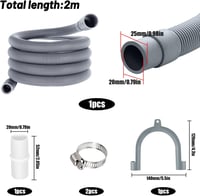 AFAIK Univerzális Lefolyócső Hosszabbító Szett 2m x 20mm - Mosógéphez, Mosogatógéphez, Szárítógéphez - Vízkifolyás Elleni Védelemmel 2