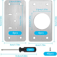 AFAIK Zsanérjavító Készlet 8 db Rozsdamentes Acél Javítólemez 9x5 cm Szekrényhez, Bútorokhoz, Fiókokhoz - Tartós Bútorvasalat Csavarokkal 2