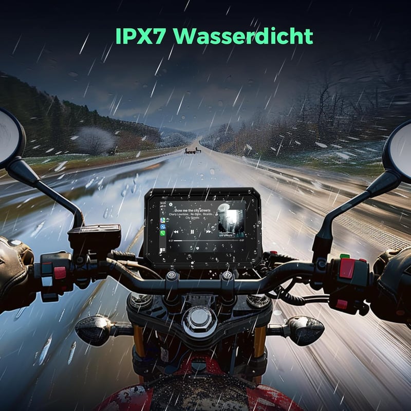 ITEFDTUTNE 5 Colos Vezeték Nélküli Carplay Kijelző Motorkerékpárhoz - IP67 Vízálló Érintőképernyő, Dupla Bluetooth, Hangvezérlés, Navigáció