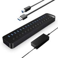 ORICO Aktív USB 3.0 elosztó 16 portos saját kapcsolós LED 78W táp 12V 6.5A adapterrel PC iMac mobil HDD pendrive iPadhez 1