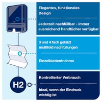 Tork Xpress H2 Papírkéztörlő Adagoló - Fekete Fali Kéztörlő Tartó Egyesével Adagolással, Elevation Design, Műanyag, Fürdőszobába, Mosdóba 7