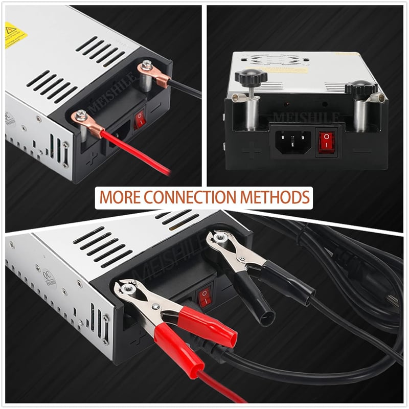 MEISHILE 12V 50A 600W Tápegység - Ipari Transzformátor LED Szalaghoz, 3D Nyomtatóhoz, Motorhoz - AC 230V/110V - Krokodilcsipeszes Csatlakozá