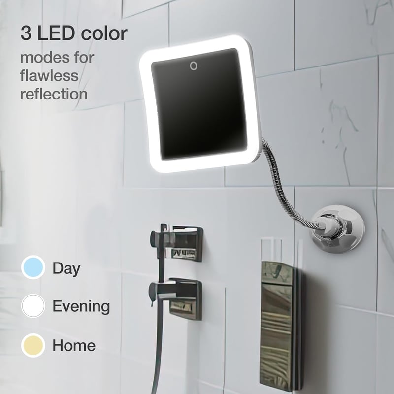 Fancii 10x nagyítós, LED-es, hajlítható kozmetikai tükör - 3 színhőmérséklet, USB töltés