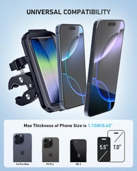 LUROON Vízálló Telefontartó Motorkerékpárra és Kerékpárra - 360° Forgatható Univerzális Tartó 5.5-7.0" Okostelefonokhoz, Rezgéscsillapítássa 6