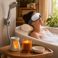 Wellness balík do kúpeľne: držiak + masáž očí + aromalampa + sviečka 1