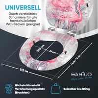 Sanilo Flamingo 2 WC Ülőke Lassú Záródással - Fa Anyagú, Könnyen Szerelhető, Strapabíró Zsanérokkal, Flamingó Mintás Toalett Fedél 6