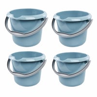 Plastové vedro keeeper Mika Nordic Blue s integrovanou odmernou stupnicou a ergonomickou rukoväťou, 5 l, súprava 4 ks 1