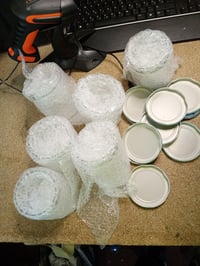 KADAX staklenka za zimnicu 350 ml, TO82 s bijelo-plavim poklopcem na navoj, hermetički zatvorena staklenka za pekmez, Mason jar staklenka za med — set od 6 komada 4