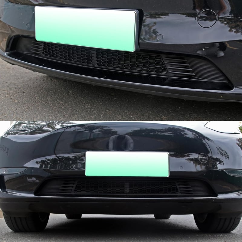 Leikaendi Első Hűtőrács Védőháló Tesla Model Y 2020-2024 - Kétrészes Légkivezető Lökhárító Betét Szett, Külső Autó Kiegészítő