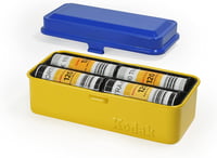 Kodak retro acél filmtároló doboz, 120/135 mm-es tekercsekhez, kék 1