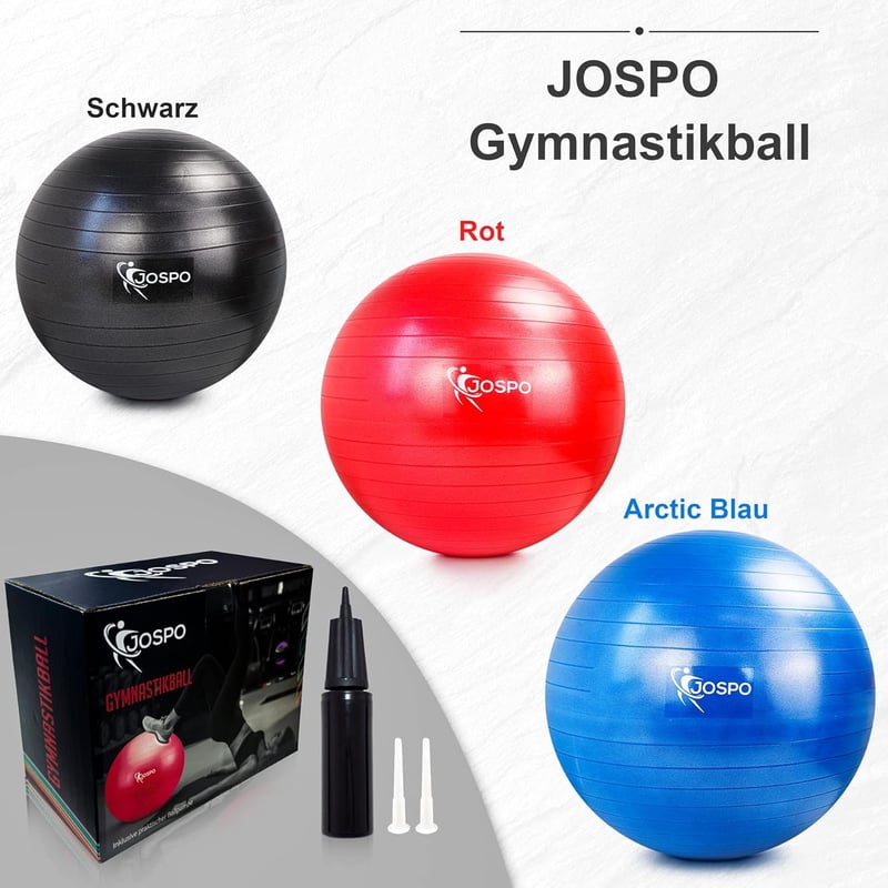 Jospo Fekete Fitness Labda Pumpával - 350kg Teherbírású Yoga Ball S-es Méret