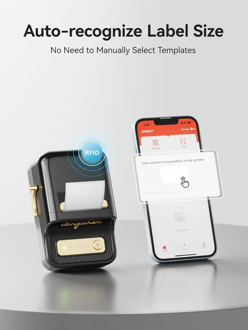 NIIMBOT B21 Vezeték Nélküli Hőnyomtatós Címkéző Gép - Tintamentes Bluetooth Címkenyomtató 