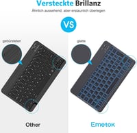 Emetok Német Bluetooth Billentyűzet 7 Színű Háttérvilágítással - Újratölthető, Ultravékony, Vezeték Nélküli iPad/iPhone/Android Eszközökhöz - Black (backlight) 6