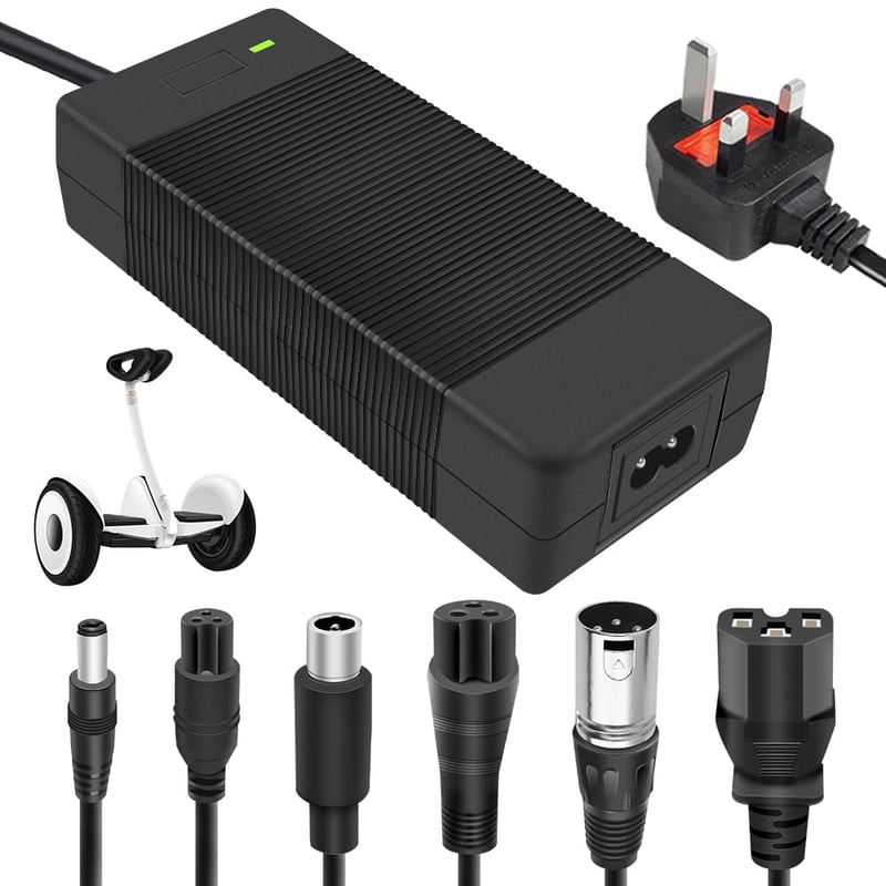 Univerzálna nabíjačka na elektrokolobežku Afenau 42V 2A so 6 konektormi, vhodná pre Xiaomi Scooter, elektrobicykle a hoverboardy, čierna, DC5.5, XLR, RCA