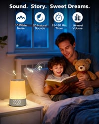 AFEXOA Digitálny budík so simulátorom východu slnka, 30 bielych šumov a prírodných zvukov, stmievateľný displej, funkcia snooze, časovač, darček pre ženy 4