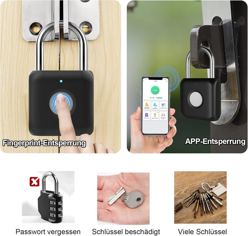 eLinkSmart Bluetooth Ujjlenyomatos Lakat 1000 Felhasználónak - Okos Zár Táskához, Szekrényhez