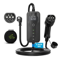 AFYEEV 3,6 kW prijenosni zidni punjač (Wallbox) Type 2, kabel 6 m, sa Schuko utikačem, podesiva struja 8A/10A/13A/16A, odgođeno punjenje 1-15 sati, torba 1