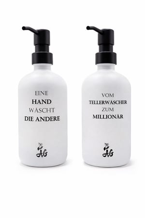 AG stakleni dozator za sapun i deterdžent, set od 2 komada, 500 ml, s pumpicom od nehrđajućeg čelika i silikonskim lijevkom, za kuhinju i kupaonicu
