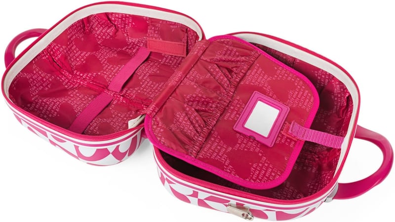 Valiză cosmetică rigidă Agatha Ruiz de la Prada - Cutie de machiaj Fucsia cu mâner telescopic, geantă de cosmetice ideală pentru călătorii, bagaj de mână