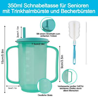 agctrler 350 ml Hrnček pre seniorov s veľkými rúčkami, odolný proti kvapkaniu a bez BPA, svetlozelený – na tekutú stravu, lieky, pre seniorov a imobilné osoby 2