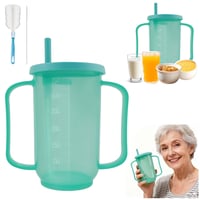 agctrler 350 ml Hrnček pre seniorov s veľkými rúčkami, odolný proti kvapkaniu a bez BPA, svetlozelený – na tekutú stravu, lieky, pre seniorov a imobilné osoby 1