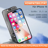 AGCUT iPhone 15 LCD kijelző csere (A3090/A2846/A3089/A3092) szerelékkészlettel - fekete 2