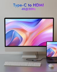 Adaptér AGEEMY USB-C na HDMI 4K – kompatibilný s Thunderbolt 3, s podporou audio a video výstupu – pre iPhone 15/16/17, MacBook Pro/Air, iPad Pro, Galaxy S20, XPS15/13 2