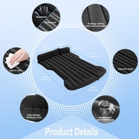 AGEMANY Autós Felfújható Matrac - 195x130 cm Fekete Kempingágy Model Y SUV-hoz, Hátsó Ülésre, 300 kg Teherbírású Összehajtható Légágy Utazás - Black 5