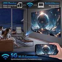 AGIMA Mini Projektor 1080P 4K Támogatás 180° Forgatható WiFi Bluetooth Hordozható - black 6