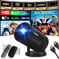 AGIMA Mini Projektor 1080P 4K Támogatás 180° Forgatható WiFi Bluetooth Hordozható - black 1