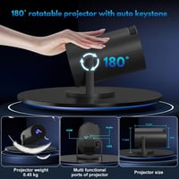 AGIMA Mini Projektor 1080P 4K Támogatás 180° Forgatható WiFi Bluetooth Hordozható - black 5