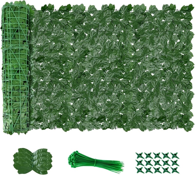 AGJIDSO Művirág Sövény Balkon Takaró 100x300cm Juharlevél Privátszféra Védelem