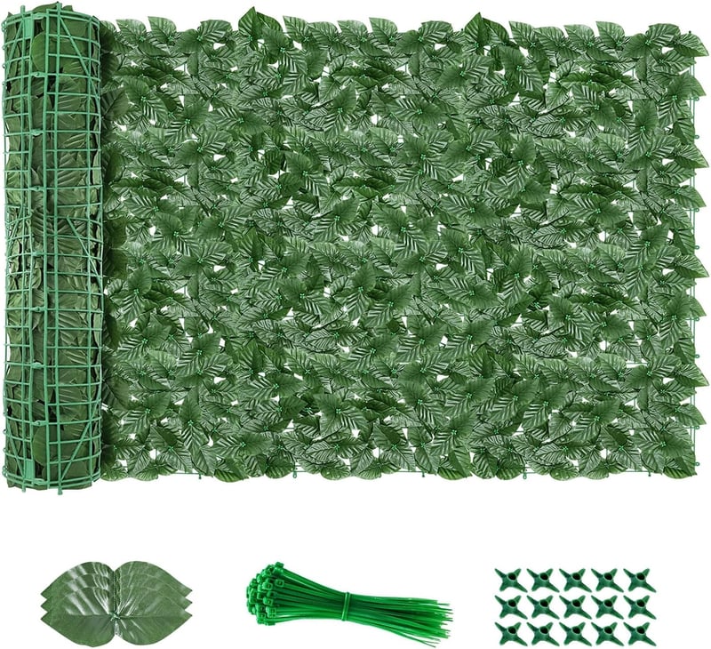 AGJIDSO Művirág Sövény Balkon Takaró 100x300cm Zöld Leveles Privátszféra Képernyő