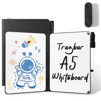 Mini tablă albă AGM, portabilă, tip memoboard A5, tablă de scris cu două fețe, 15 x 21 cm, carcasă rigidă, fără magneți, pentru birou și școală, cu 1 marker și burete de șters 1