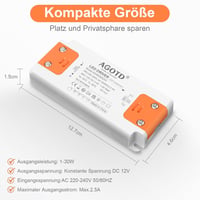 Sursă de alimentare LED AGOTD 230V/12V, 30W, fără pâlpâire - G4 MR16 GU5.3 - 1 buc. 2